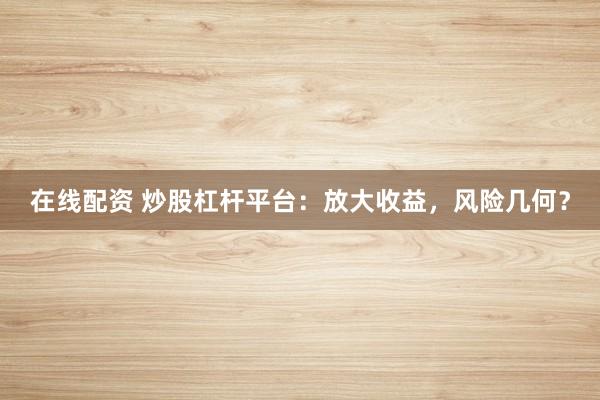 在线配资 炒股杠杆平台：放大收益，风险几何？