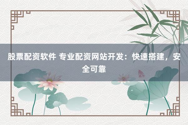 股票配资软件 专业配资网站开发：快速搭建，安全可靠