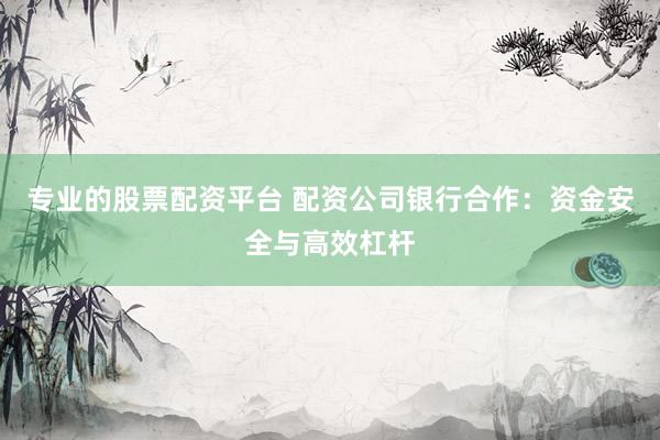 专业的股票配资平台 配资公司银行合作：资金安全与高效杠杆