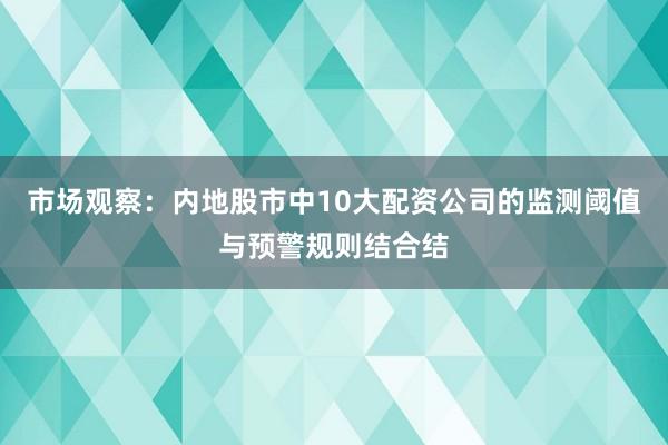市场观察：内地股市中10大配资公司的监测阈值与预警规则结合结