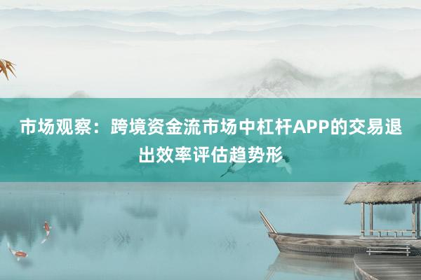 市场观察：跨境资金流市场中杠杆APP的交易退出效率评估趋势形