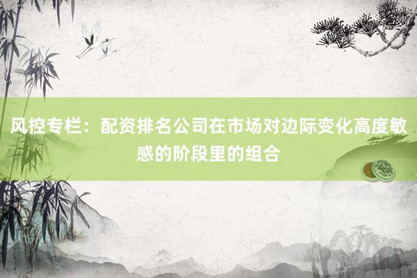 风控专栏：配资排名公司在市场对边际变化高度敏感的阶段里的组合