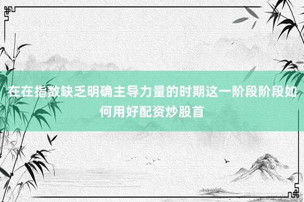 在在指数缺乏明确主导力量的时期这一阶段阶段如何用好配资炒股首
