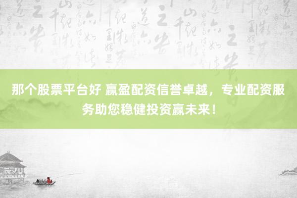 那个股票平台好 赢盈配资信誉卓越，专业配资服务助您稳健投资赢未来！