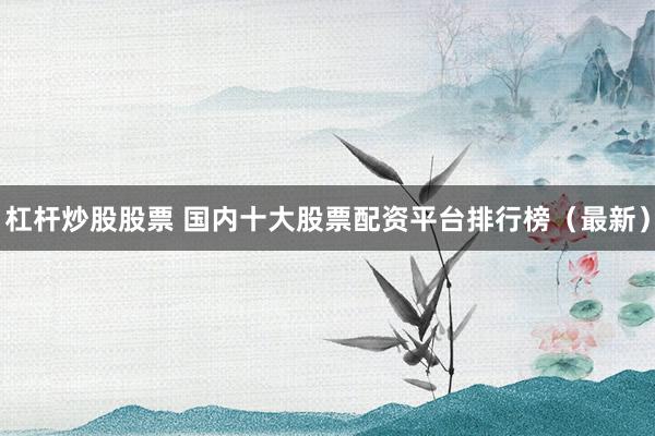 杠杆炒股股票 国内十大股票配资平台排行榜（最新）