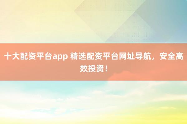 十大配资平台app 精选配资平台网址导航，安全高效投资！