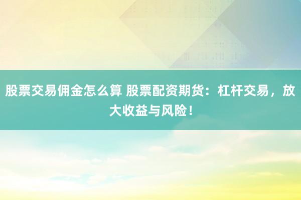 股票交易佣金怎么算 股票配资期货：杠杆交易，放大收益与风险！