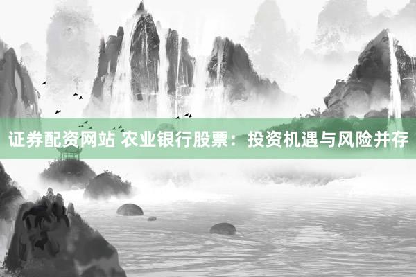 证券配资网站 农业银行股票：投资机遇与风险并存